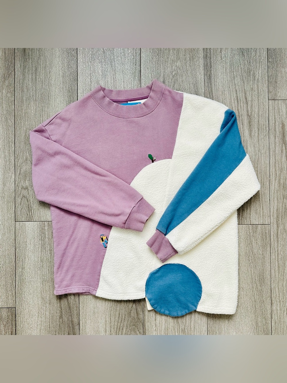 Tyakasha Park Dreamland Fleece Colorblock Oversized Sweatshirt Embroidered